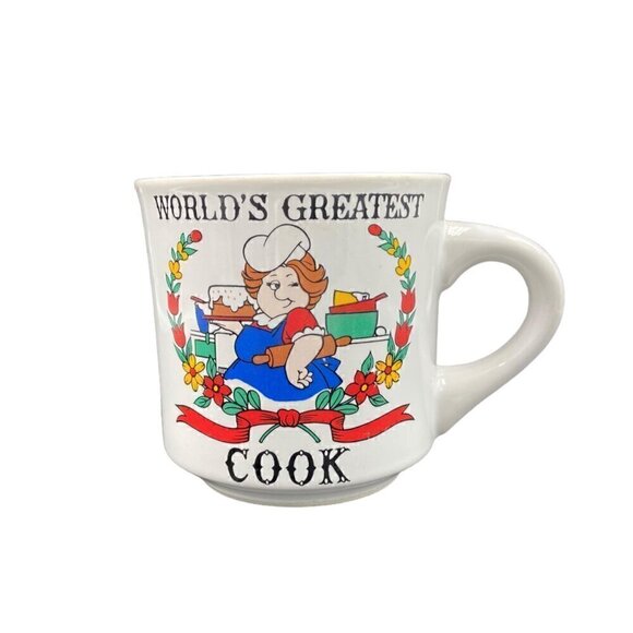 Vintage 90s Worlds Greatest Cook Retro Coffee Mug Gift Idea Papel Gifts - Picture 2 of 10